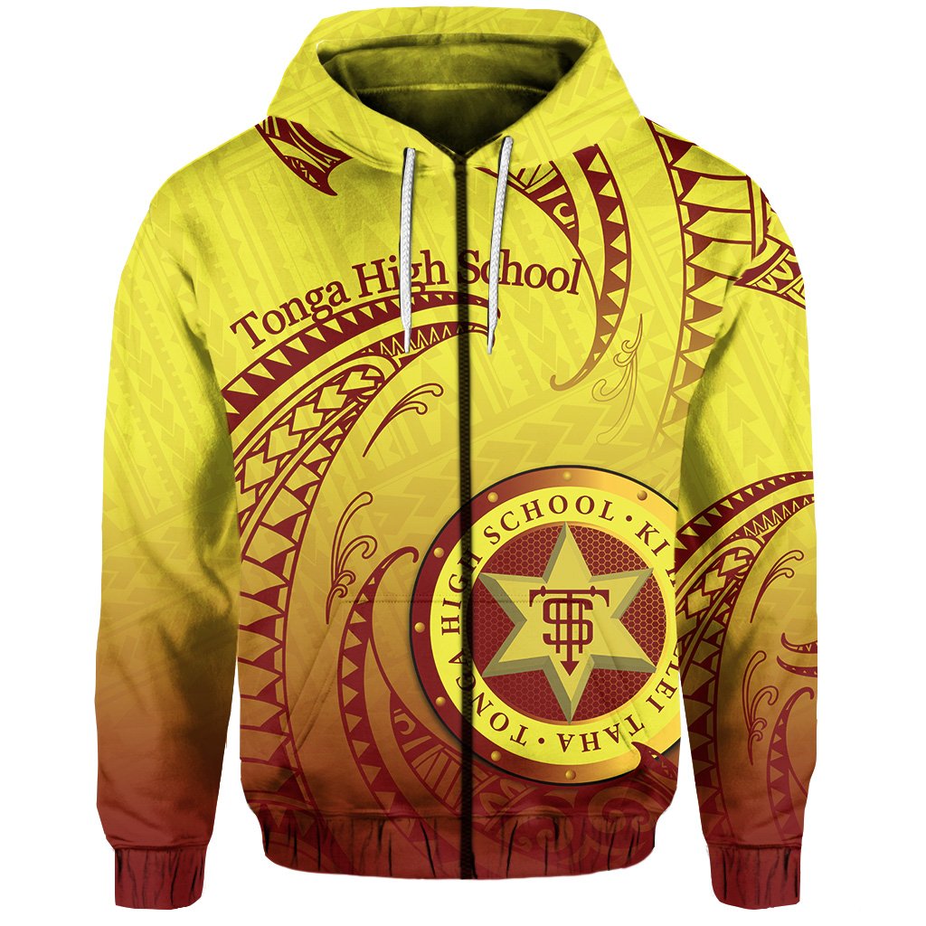Custom Tonga High School Zip Hoodie Special Polynesian No.2 Unisex Yellow - Polynesian Pride