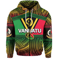 Vanuatu Zip Hoodie Rugby Polynesian Patterns Unisex Black - Polynesian Pride