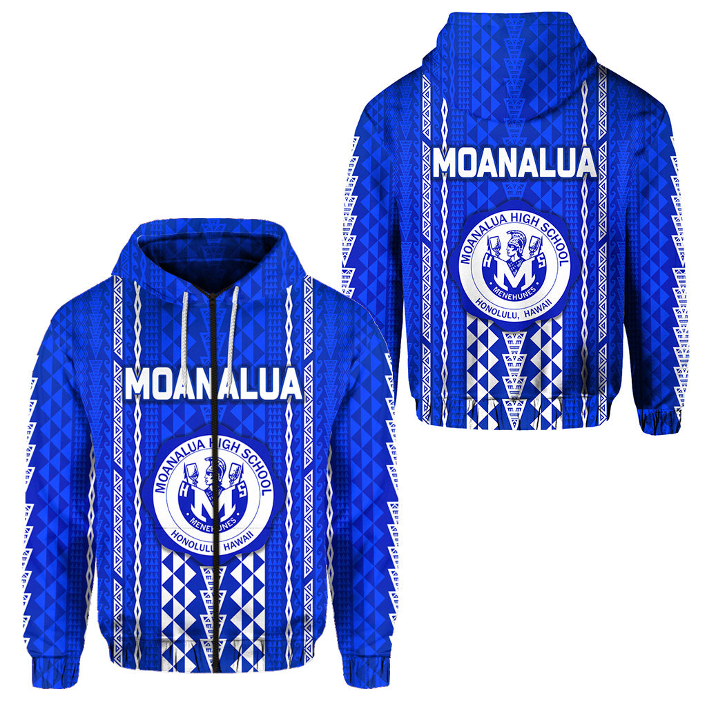 Hawaii Moanalua High School Zip Hoodie Simple Style LT8 Unisex Blue - Polynesian Pride
