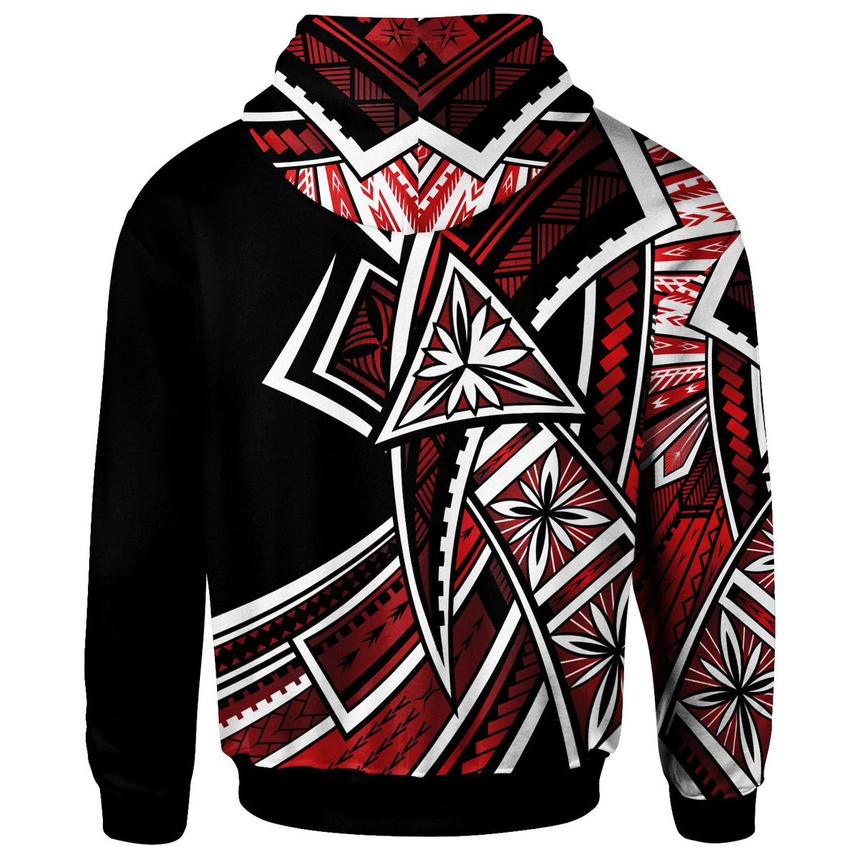 Chuuk Zip Hoodie Tribal Flower Special Pattern Red Color - Polynesian Pride