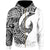 Vanuatu Zip Hoodie Hook Tattoo Unisex White - Polynesian Pride